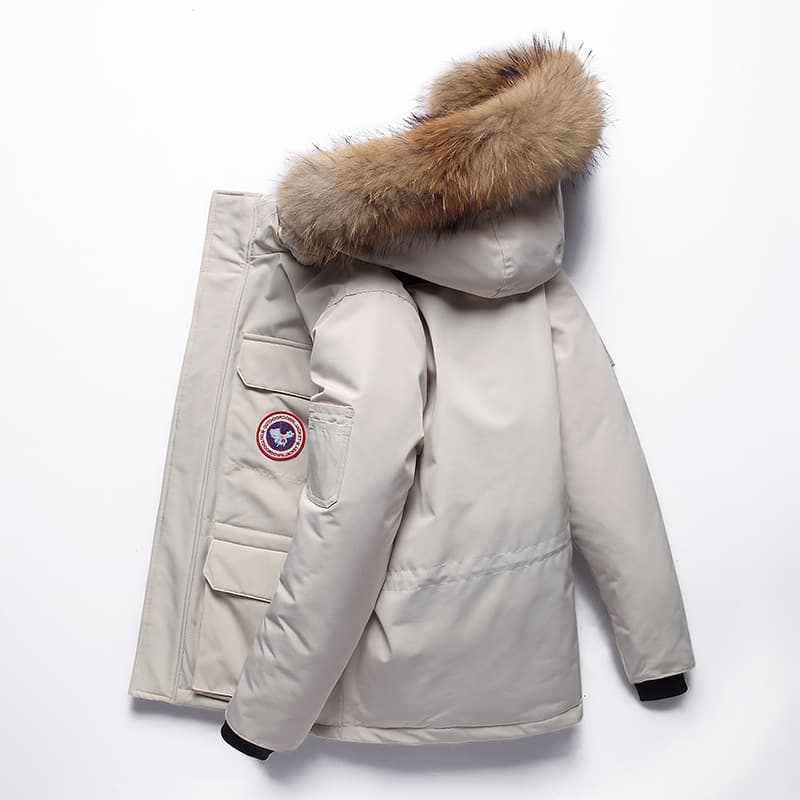 Parka d'hiver unisexe pour homme, garnie de duvet de canard blanc, veste de travail chaude et épaisse pour l'extérieur et les loisirs (rouge/noir/b