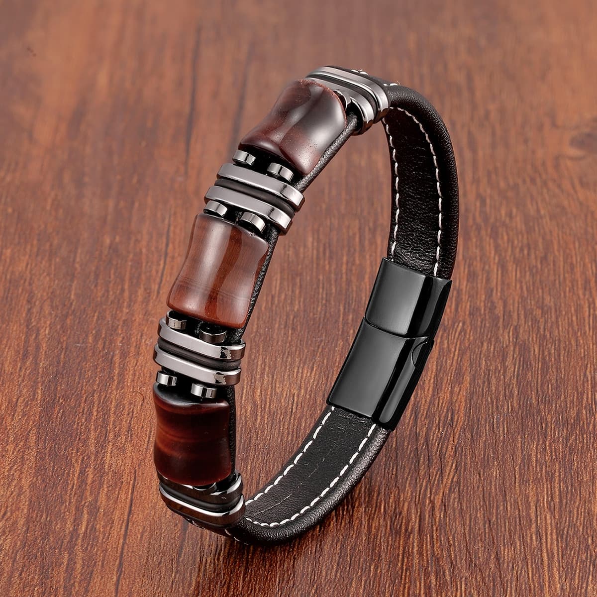 Real Natural Tiger Eye Stone Bracelet For Men And Women, Jewelry, Stainless Steel, Handmade, Holiday Gifts