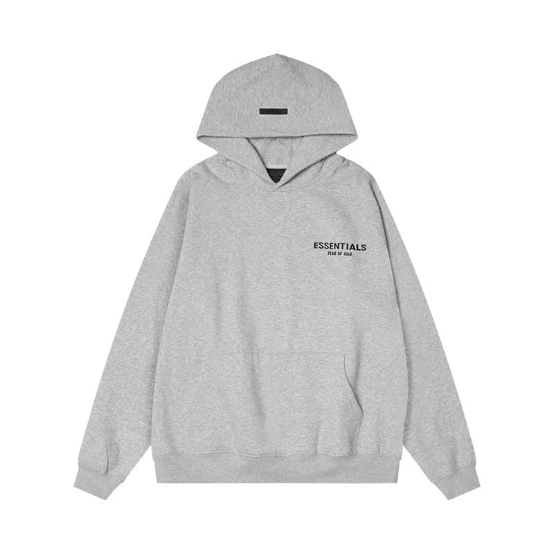 Sweat-shirt ample à double ligne FOG ESSENTIALS Saison 8 avec lettres floquées au dos, en éponge à capuche