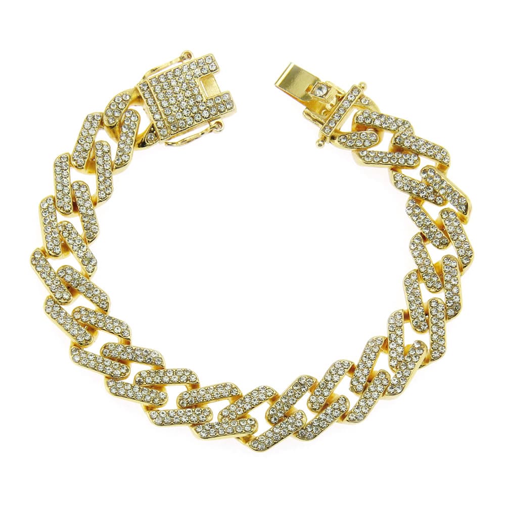 Accessories Hand Jewelry Inlaid With Colorful Rhinestones Cuban Exaggerated Bracelet Bangle