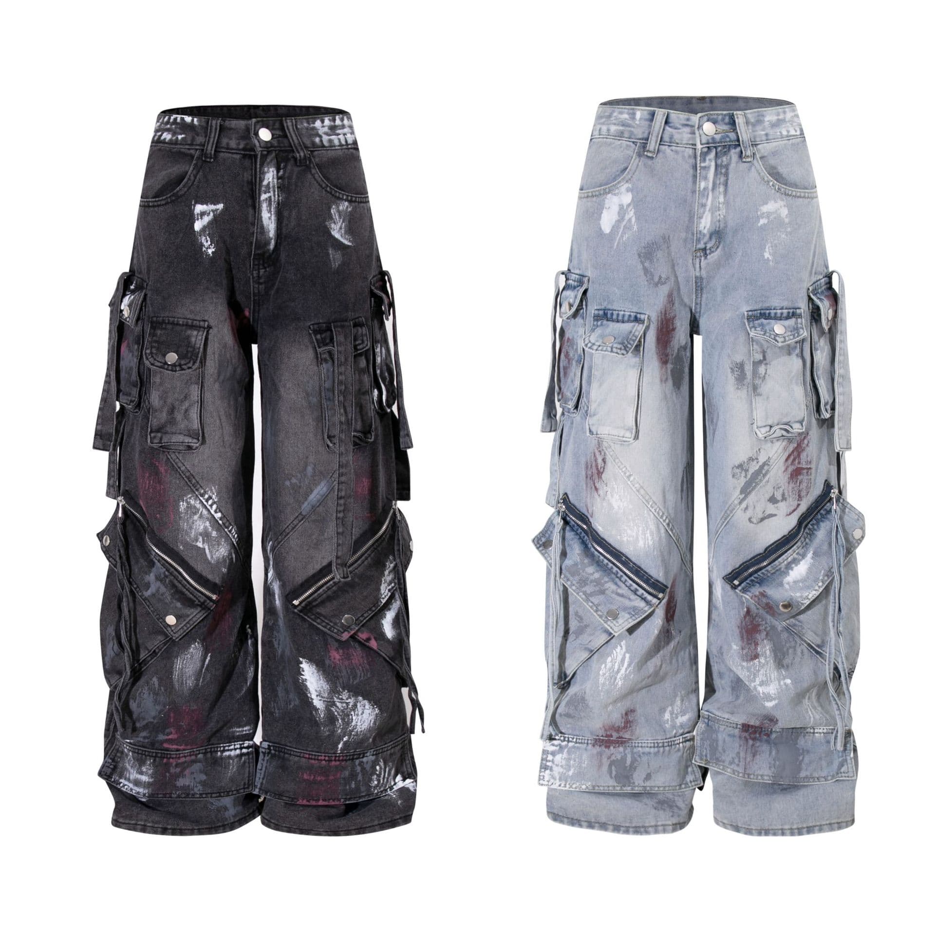 ​​Vintage Washed Denim Jeans - Retro Wide Leg Distressed Pants For Men, Cleanfit & Streetwear Style​​