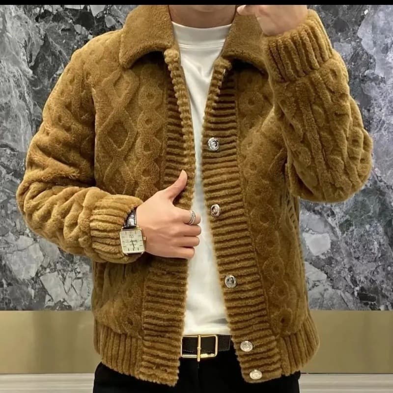 Men's Clothing Spring and autumn lapel sweater coat men's light luxury cardigan sweater style fashion brand jacket top