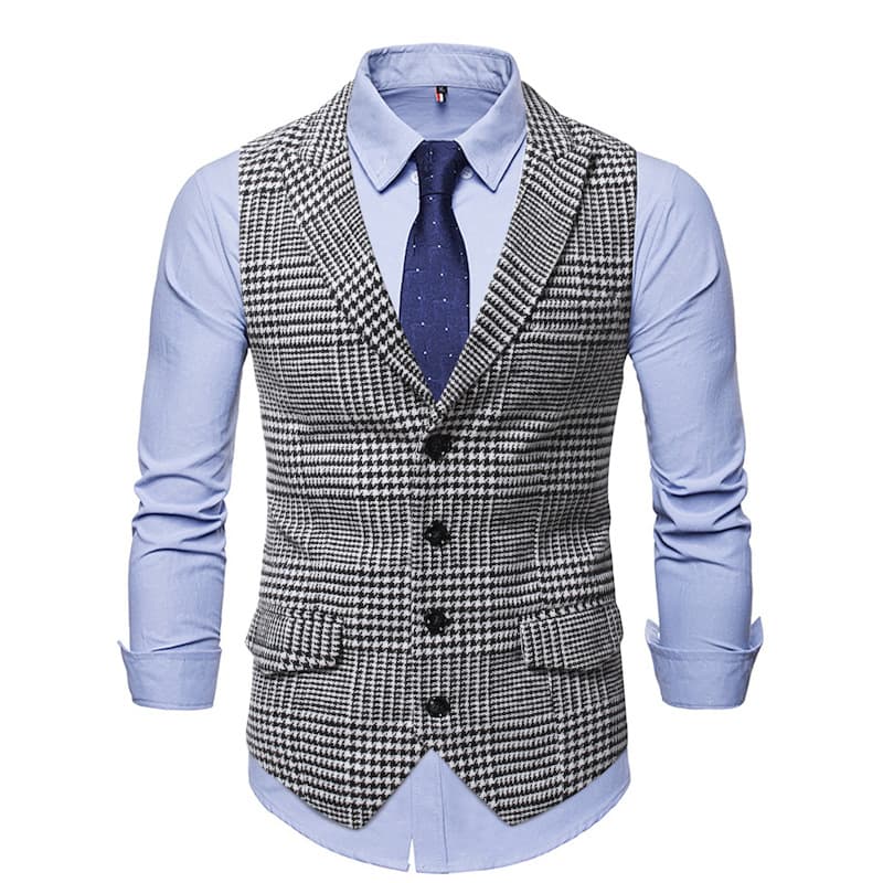 Men's waistcoat men's plaid single breasted casual suit vest