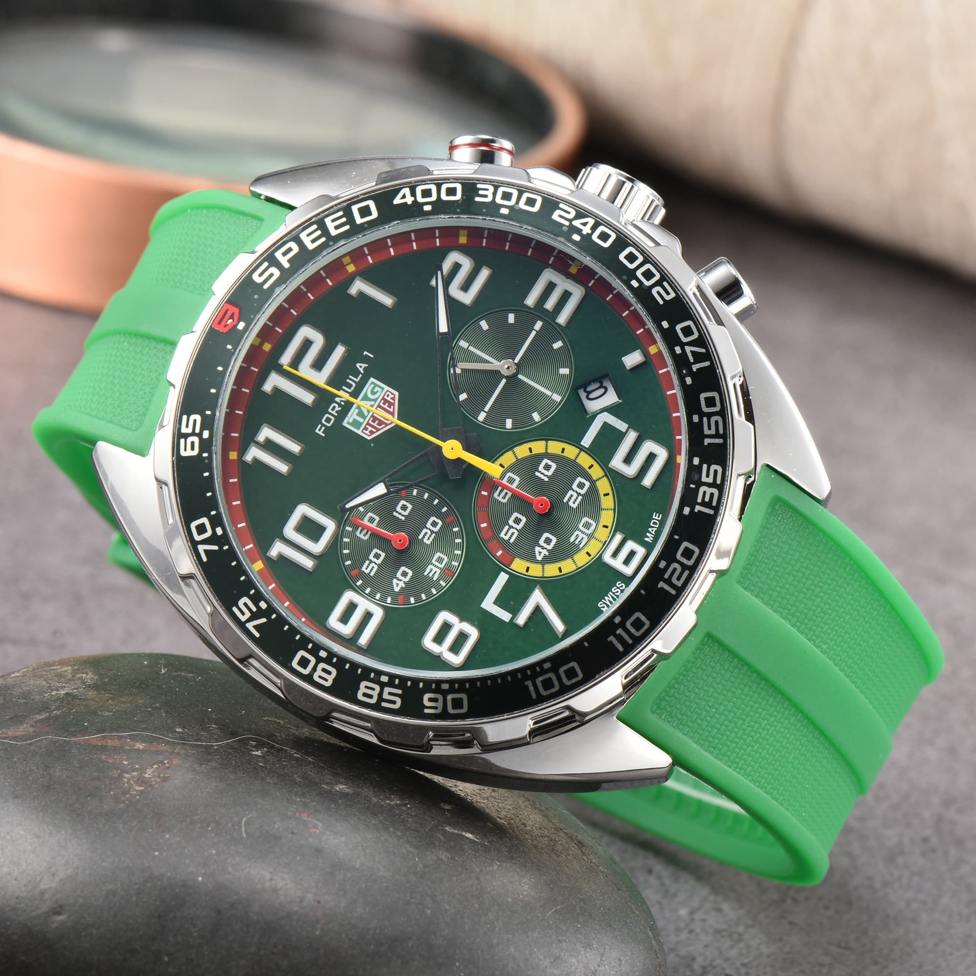 Montre TAG pour homme, multifonctionnelle, à 6 broches, bracelet en acier, à quartz, de haute qualité