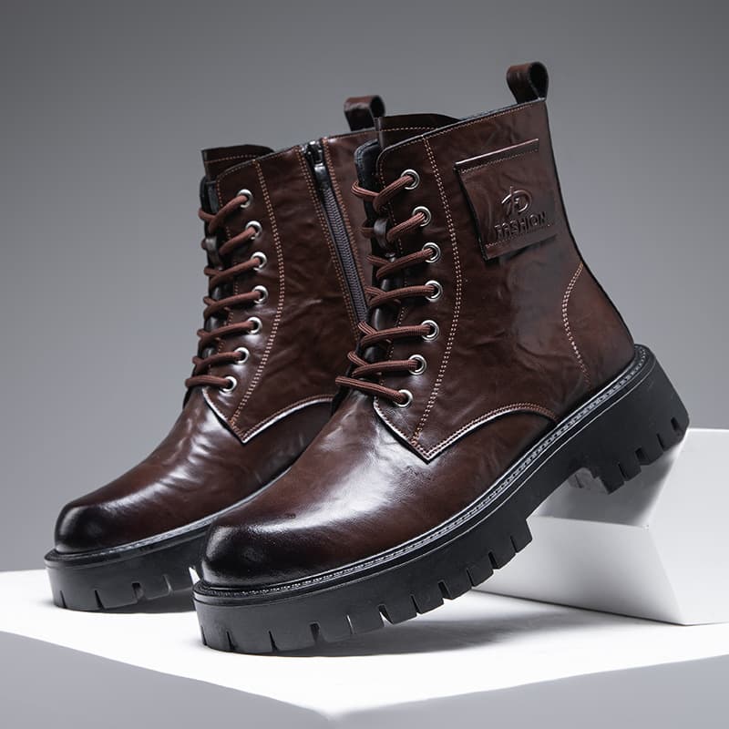Men's Shoes 2025 Winter New Mid Length Workwear British Style Leather Boots Men's Plus Velvet Warm Cotton Boots