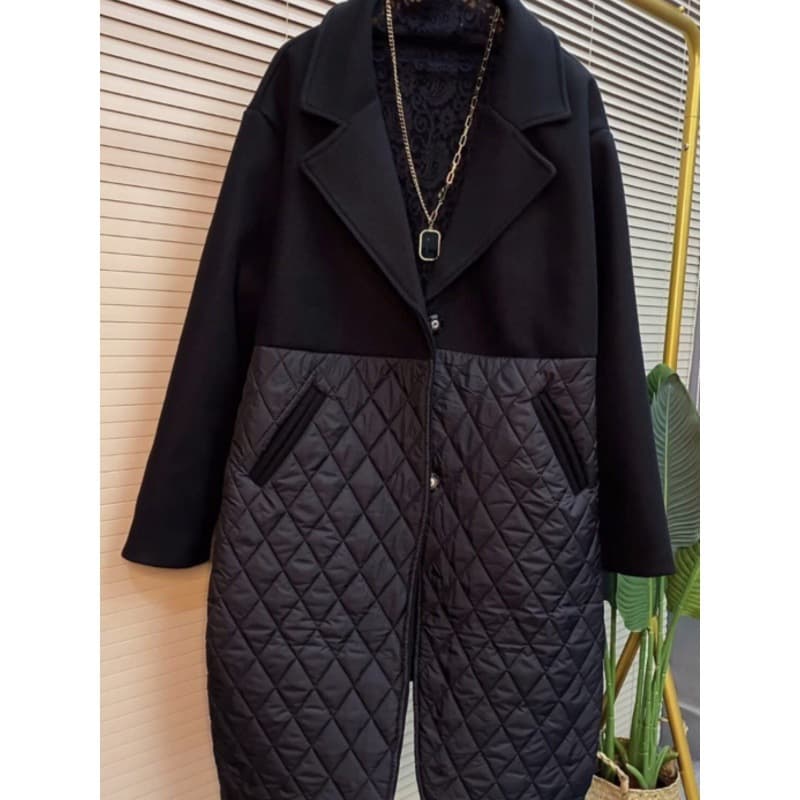 Women's clothing, thickened plus size, covering the flesh, slimming, fashionable fat mm splicing mid-length coat and cotton clothing