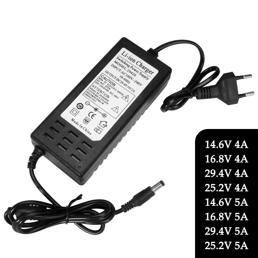 14.6/16.8/25.2/29.4V 4A 5A Lithium Battery Pack Smart Charger For 3 Series Lithium Power Adapter Charger Wall Charger EU