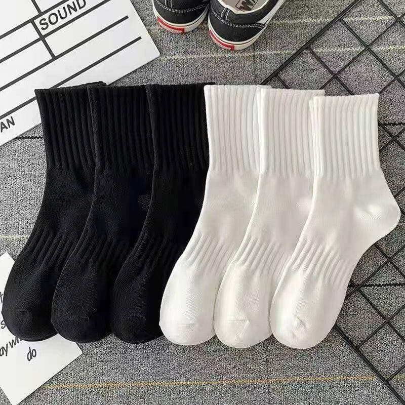 Women's SocksIn Black And White For Spring Thick Thread Deodorizing Sweat Absorbing Breathable Non Pilling High Elastic Sports Socks