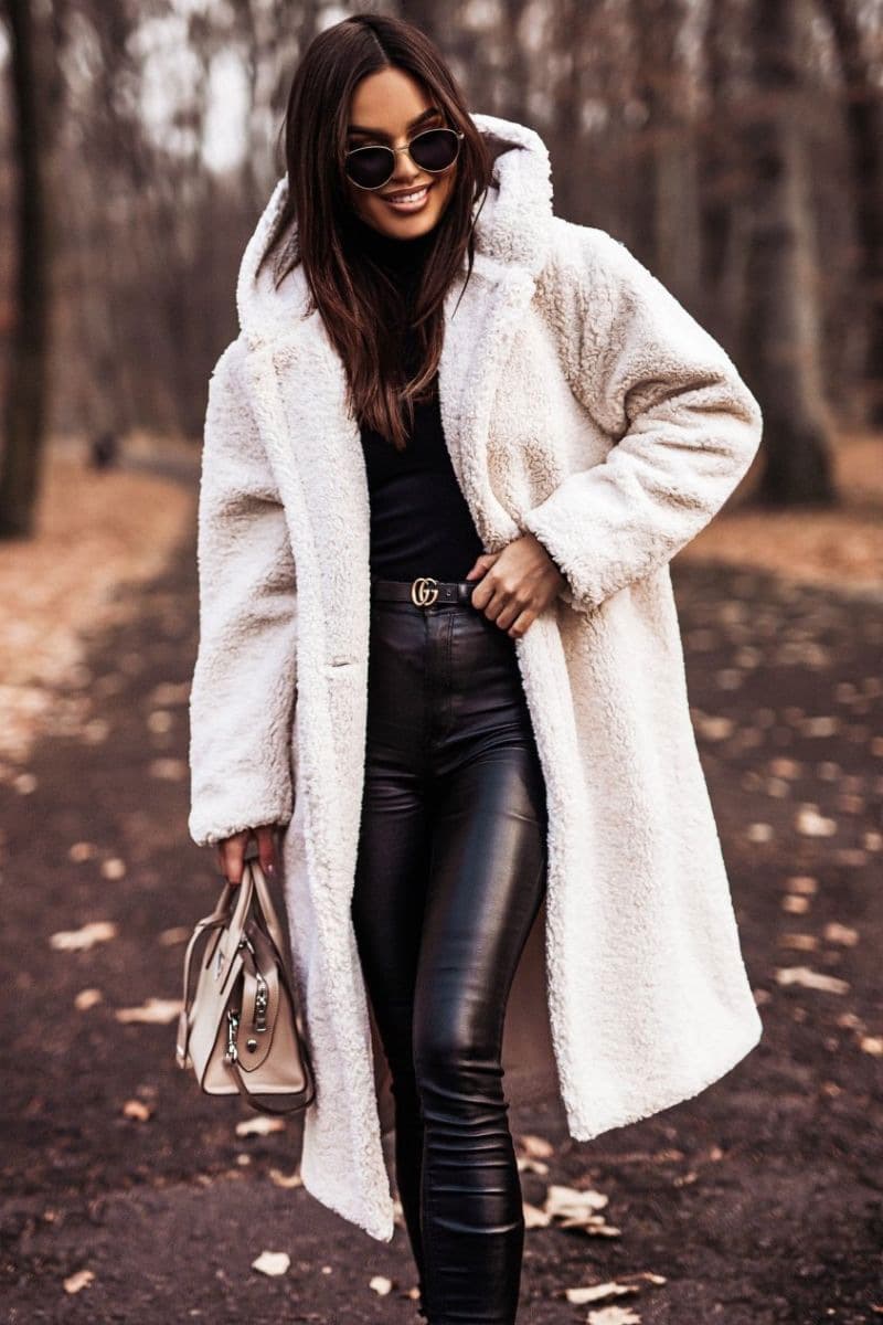 Women's Fashion Long Clean Color Long Sleeve Woolen Coat