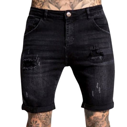 Men's Elastic Hole Jeans Denim Shorts