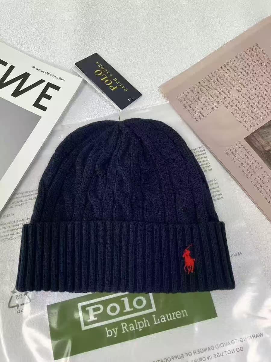 Bonnet tricoté unisexe en laine avec logo cheval brodé, chaud et décontracté, pour l'automne et l'hiver