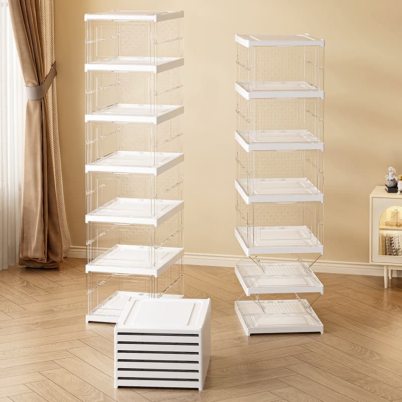 Household Shoe Box Fully Transparent PET Shoe Cabinet Folding Shoe Rack Dustproof Shoe Storage Cabinet