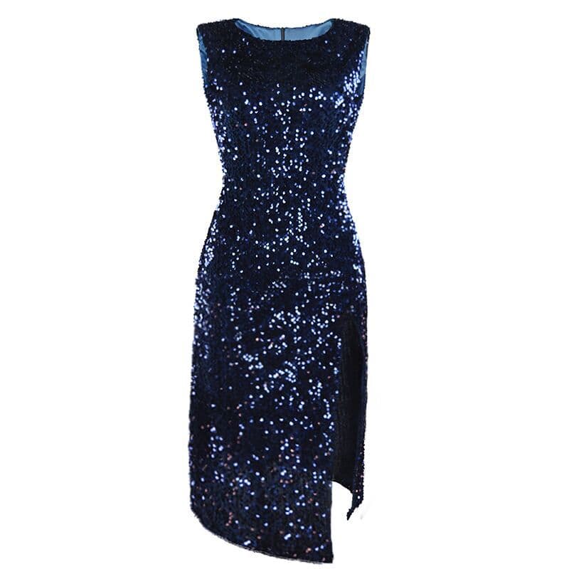 Women's Clothing popular nightclub sexy women's dress dress irregular sequin slit dress
