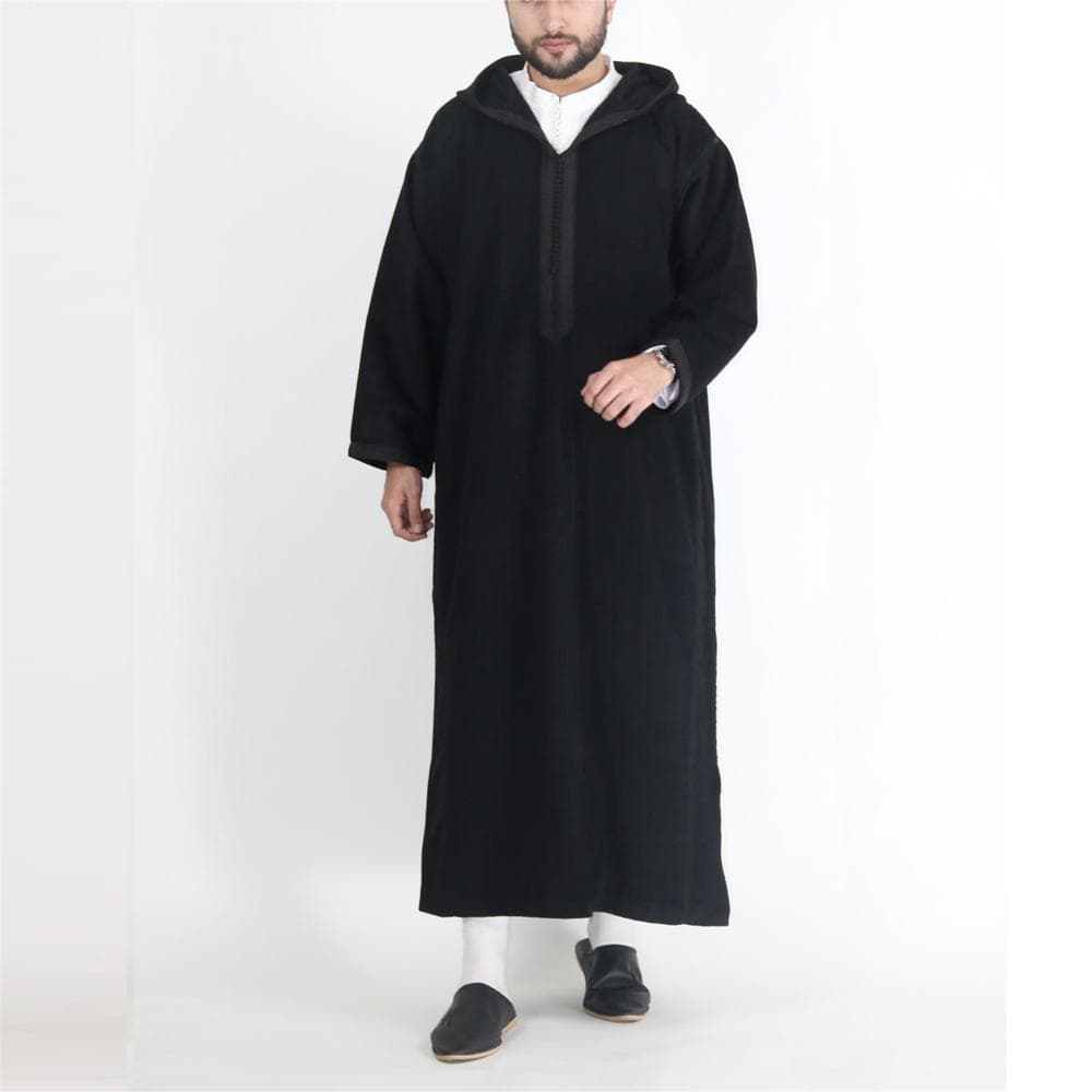Men's Clothing Arabic Style Long Men's Hooded Shirt Muslim Robe