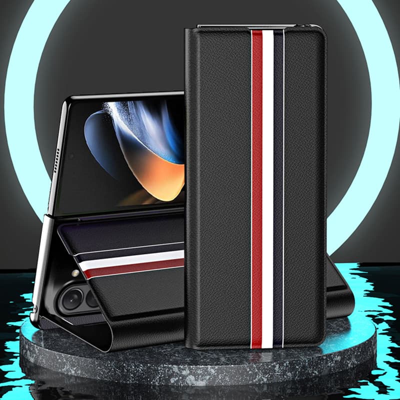 Luxury Leather Folding Cover For Samsung Galaxy Fold ZFold5 ZFold4 ZFold3 ZFold2 All Inclusive Card Insertion Phone Protector