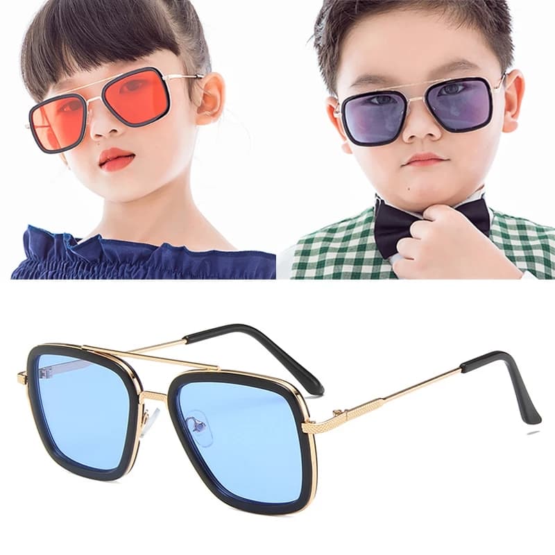 Glasses Tony Stark Children Fashion Girls Kids Sunglasses Shades 5-12 years old
