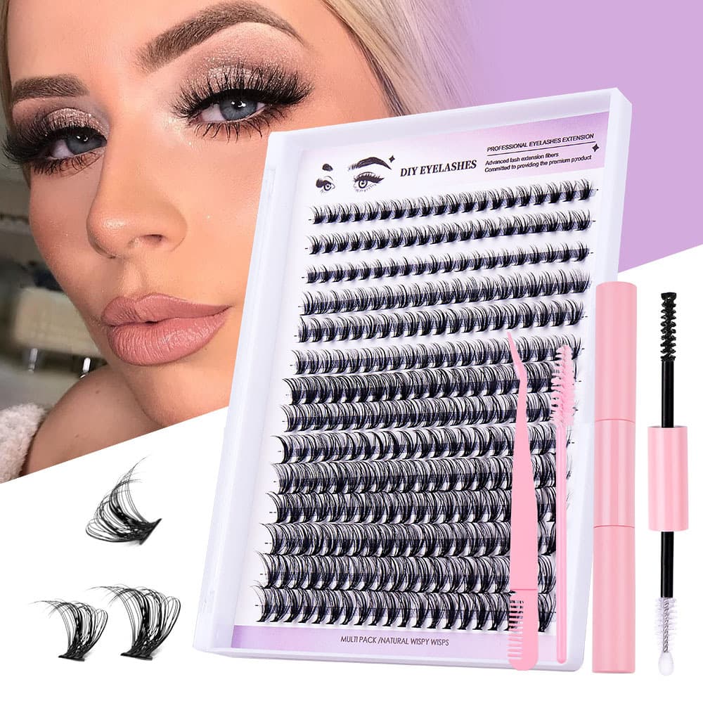 Lash extension set Dense large displacement 280 D-curve DIY eyelashes segment single cluster grafting false eyelashes