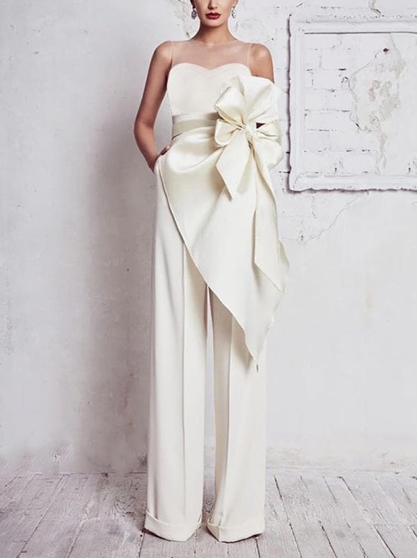 New bra belt lotus slim-fit jumpsuit