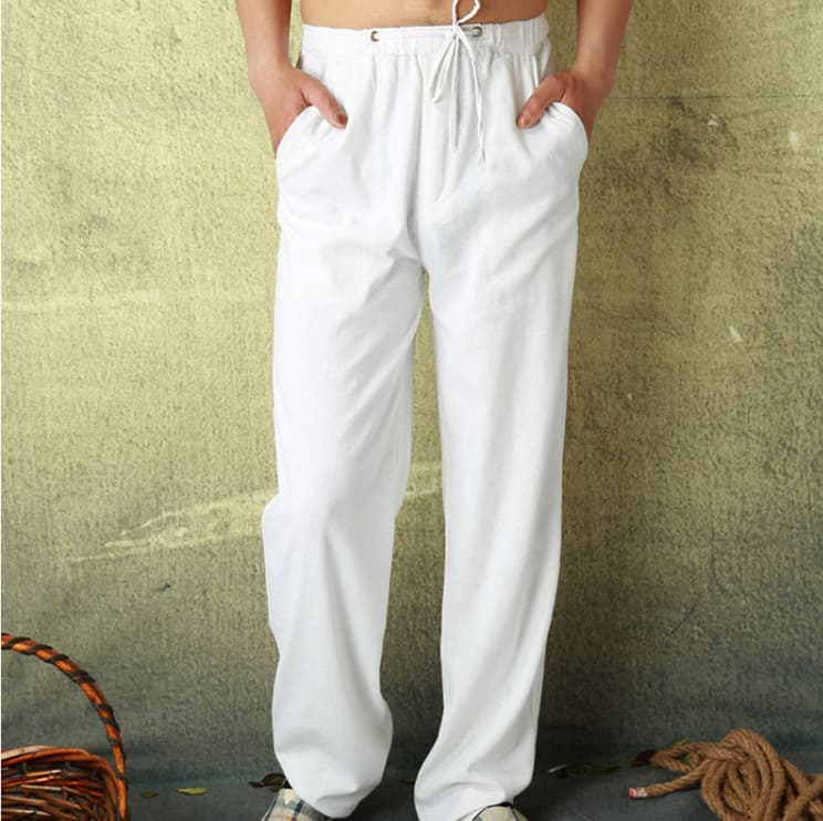 Men's Loose Lightweight Casual Linen Pants Casual Home Comfortable Trousers