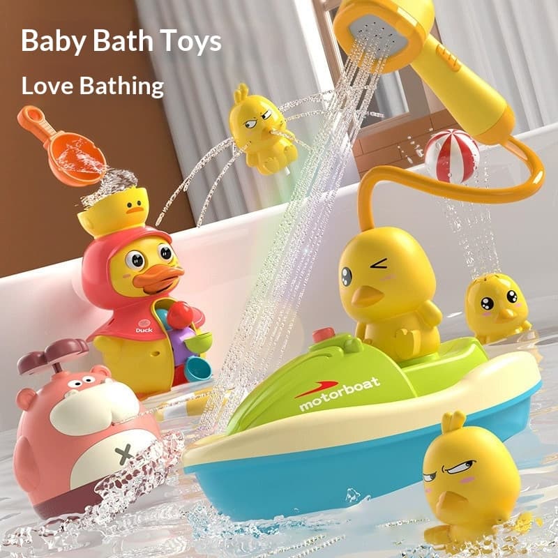 New Little Yellow Duck Shower Electric Spray Summer Children's Bathroom Water Play Baby Bath Toy Spinning Fun