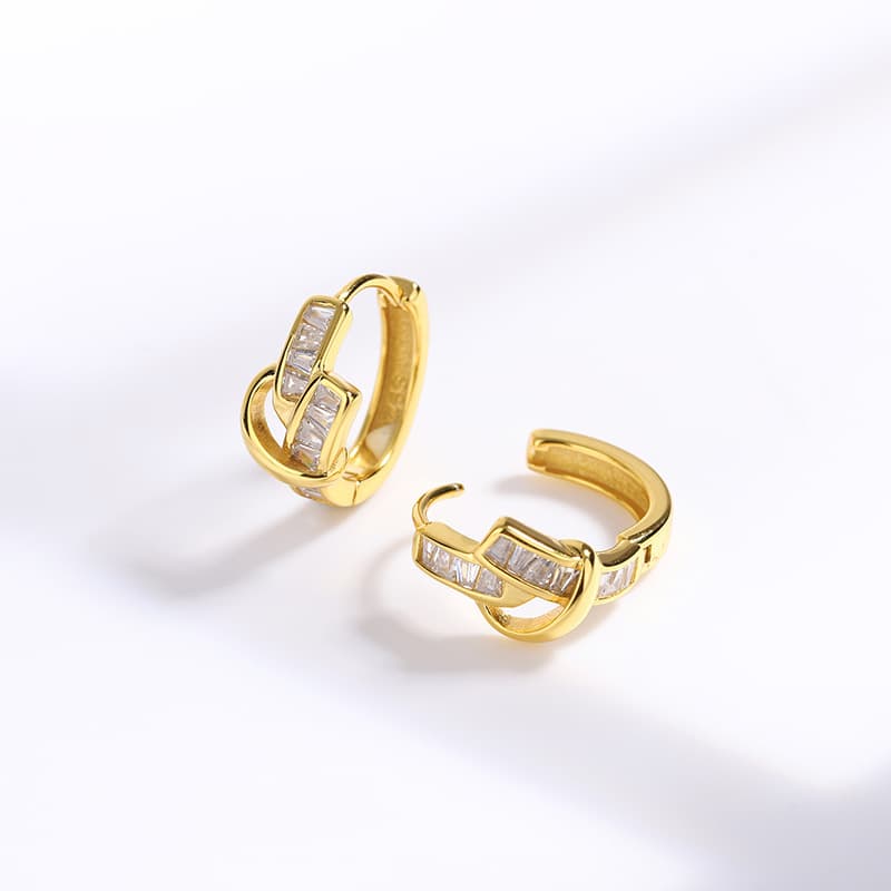 Women's Jewelry Fashion Simple High End Diamond Knotted Earrings Temperament Versatile Ear Buckle Earrings