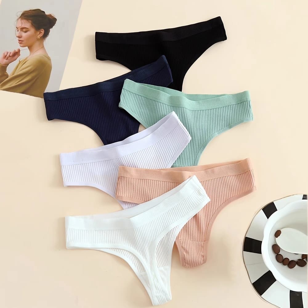 New Pure Cotton Sexy Thong Women's Medium And Low Waist Simple And Comfortable Breathable T-shaped Underwear Home Versatile Close-fitting Model