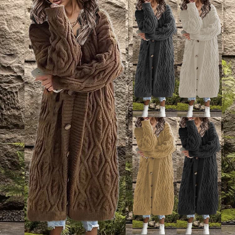 Women's clothing knitted women's loose button long knitted sweater cardigan jacket