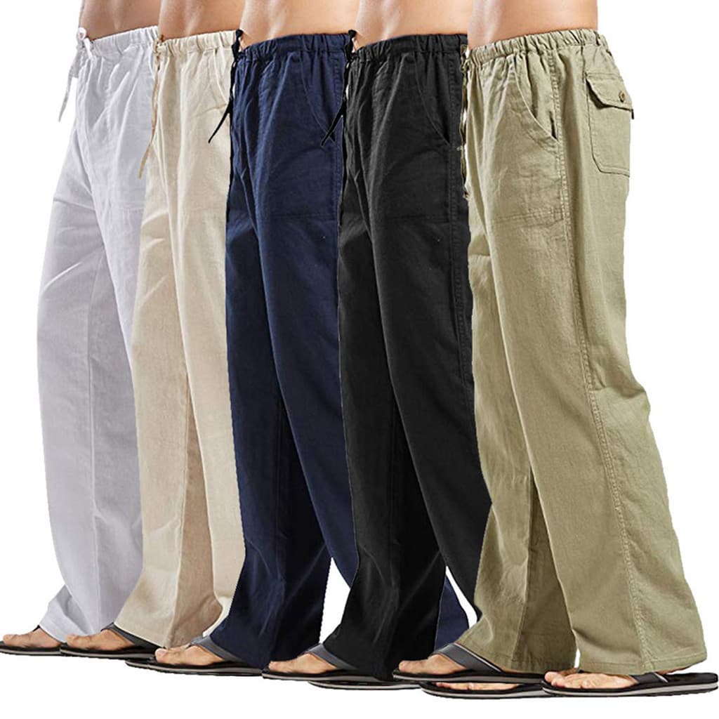 Spring Linen Wide Men Pants Korean Trousers Oversize Cotton Streetwear Male New Yoga Pants Casual Men Clothing Sweatpants