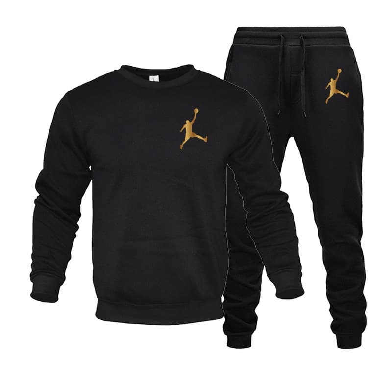 2023 New Brand Printed Sportswear Men's 2-Piece Loose Round Neck Sweatshirt+2-Piece Pants Hoodie Jogging Set