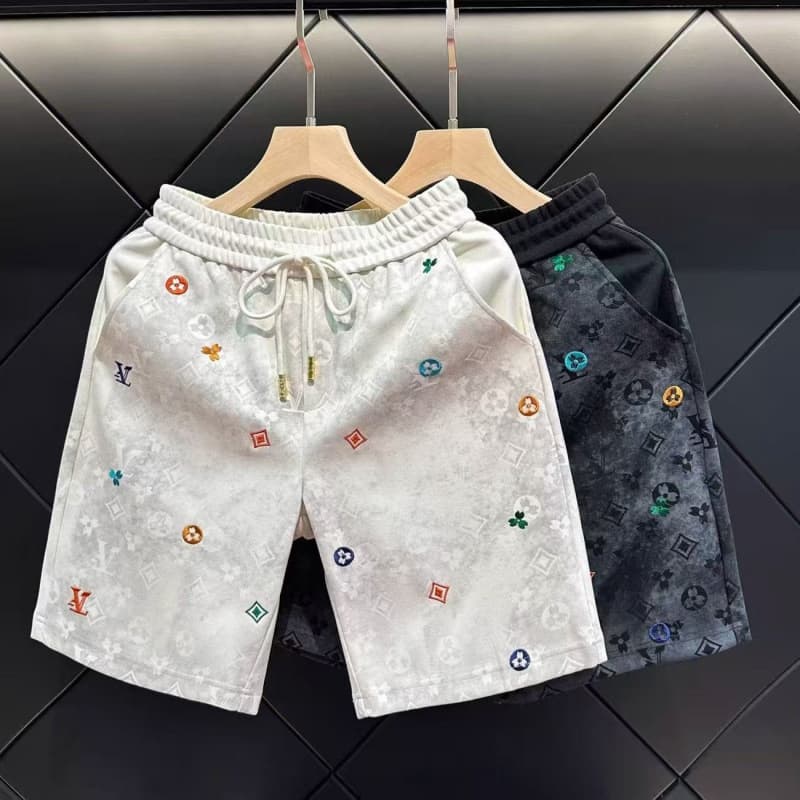 Ensemble de sport décontracté d'été léger et luxueux de style européen pour homme, short brodé haut de gamme tie-dye de marque tendance et