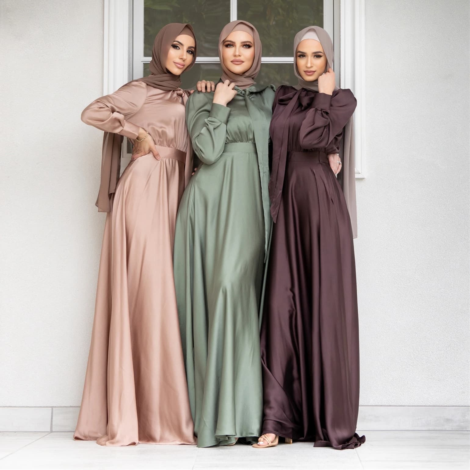 Women's Clothing dress Muslim fashion wide satin dress