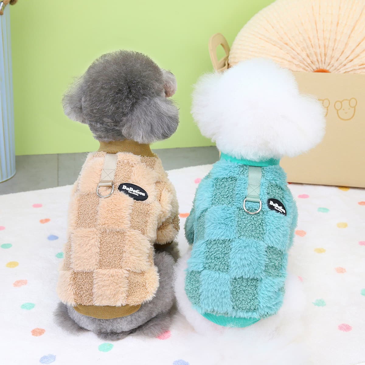 Pet Dog Pull Ring Clothes Pet Two-leg Velvet Clothing Pet Dog Clothing Autumn And Winter 23 Fashion Smiley Face Velvet Clothing