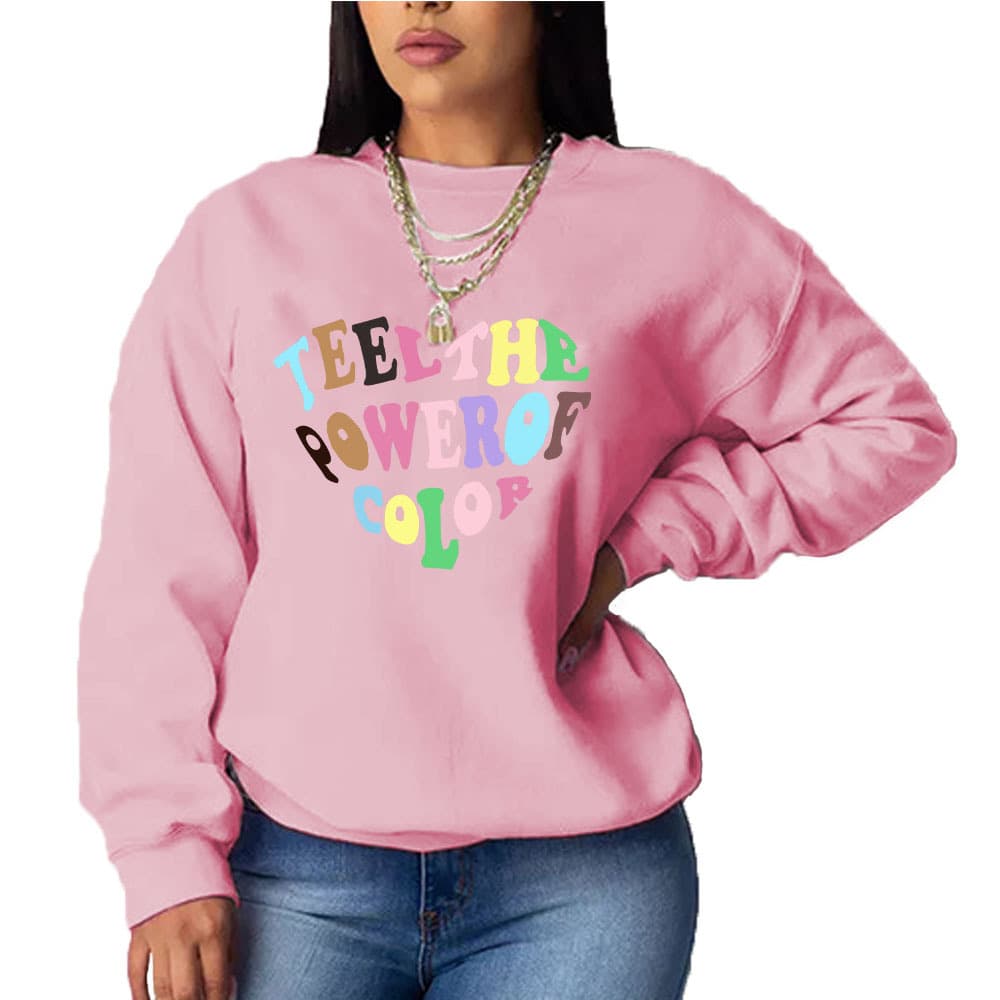 Women's Clothing Autumn And Winter Top Women's Printed Capless Casual Loose All-match Long-sleeved Sweater