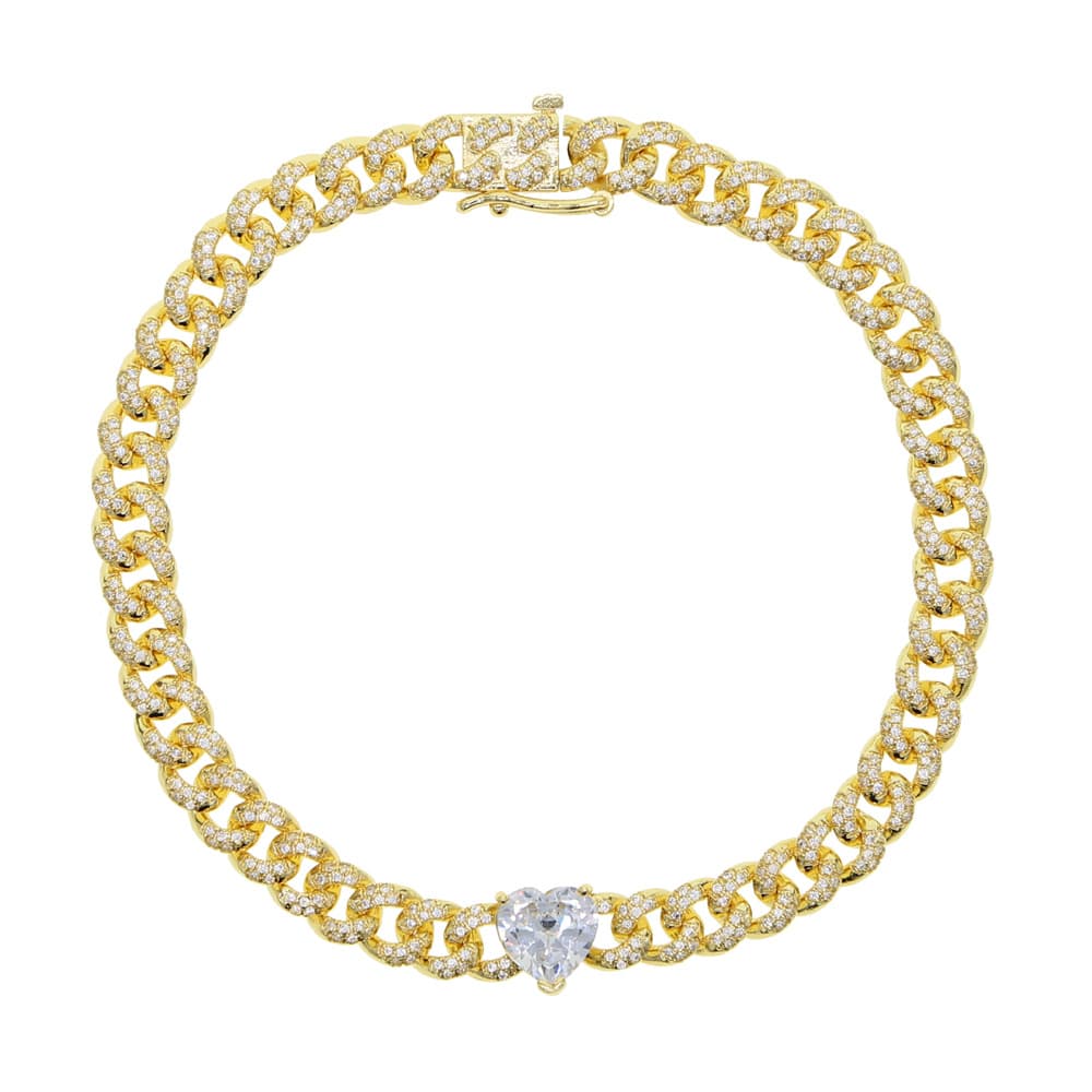 Women's Jewelry Hip Hop New Heart Shaped Cuban Chain Anklet With Diamonds And Full Diamond Ladies Chain Foot Jewelry