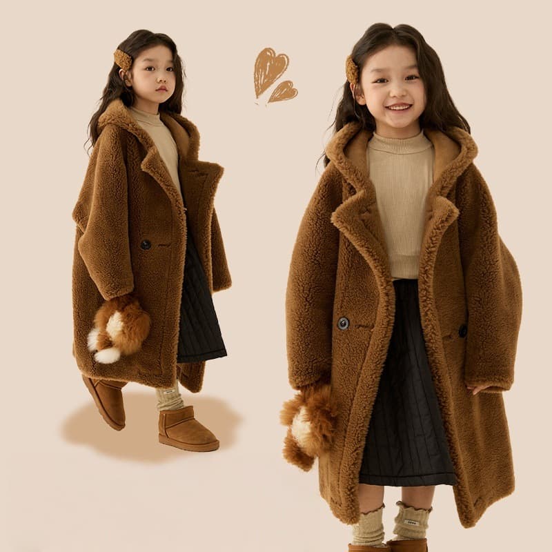 2025 New Fur And Fur Coat For Middle And Large Children's Temperament Autumn And Winter Clothing Warm Off Season Clearance Cotton Padded Jacket