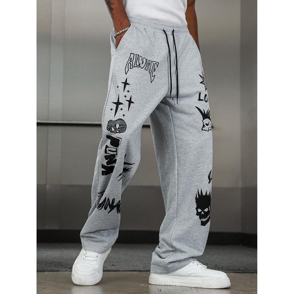 Men's Streetwear Jogger Pants – Loose-Fit Hip Hop Sweatpants With Drawstring (Gray, S-XXL)​