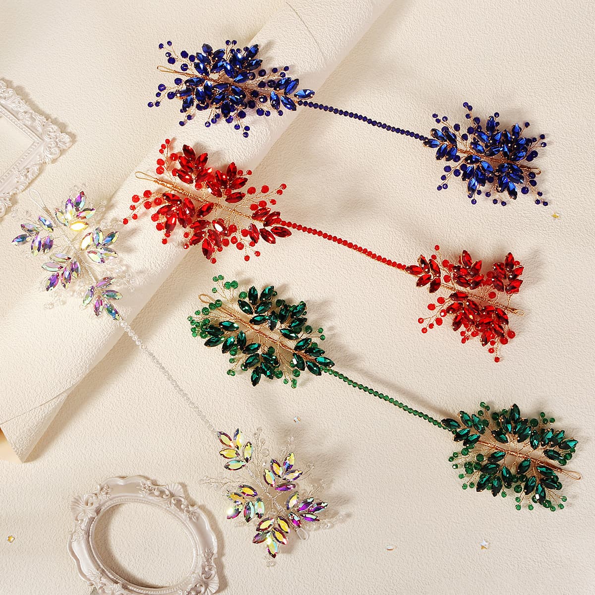 New European And American Style Rhinestone Hair Accessories, Bridal Finely Woven Colorful Crystal Headband, Wedding,
