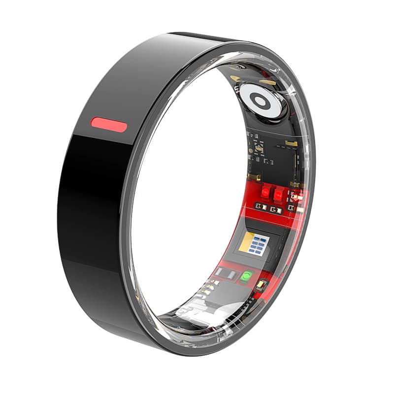 Smart Ring With Sleep Tracking, Heart Rate & Blood Oxygen Monitor – Bluetooth Fitness Tracker For 24/7 Health Insights (7-13 Sizes, Black/Silver)