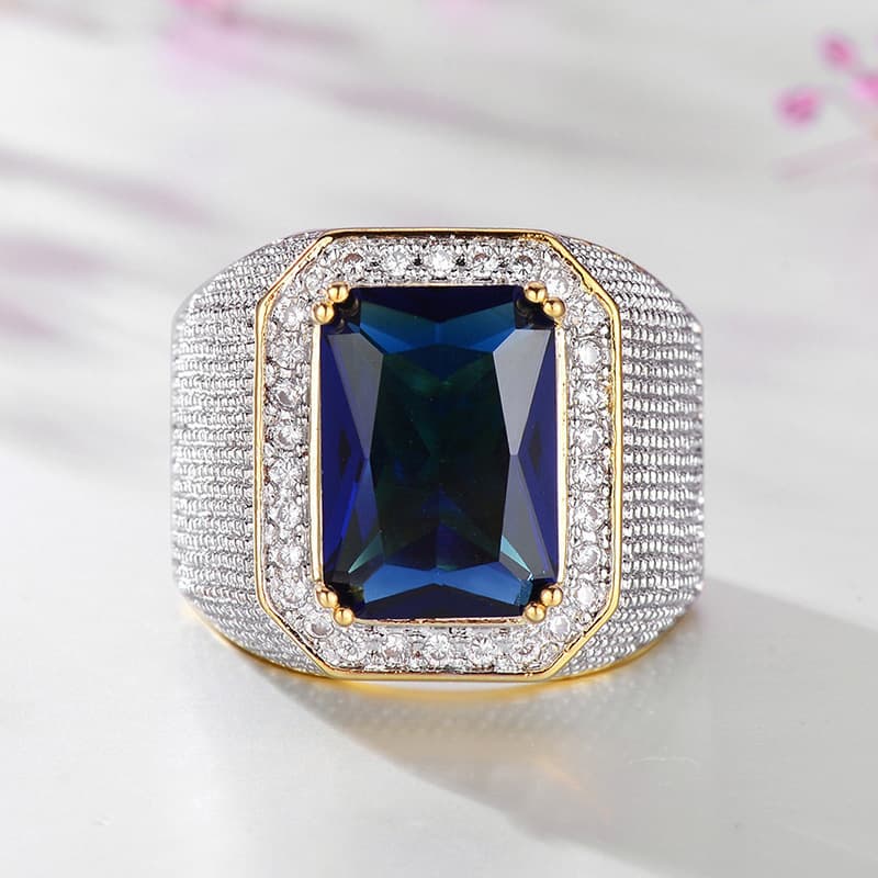 Unisex inlaid zircon hip hop domineering square men's ring fashion retro versatile trendy men's ring