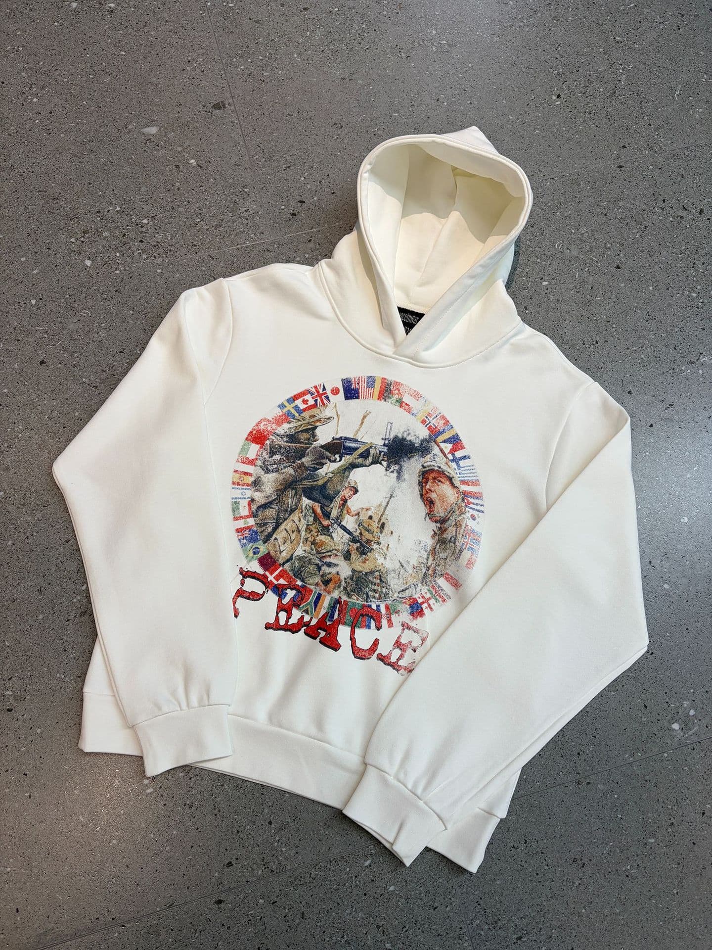 Sweat à capuche homme tendance « Peace in War », épais et de haute qualité, imprimé Yin Yang, style streetwear américain.
