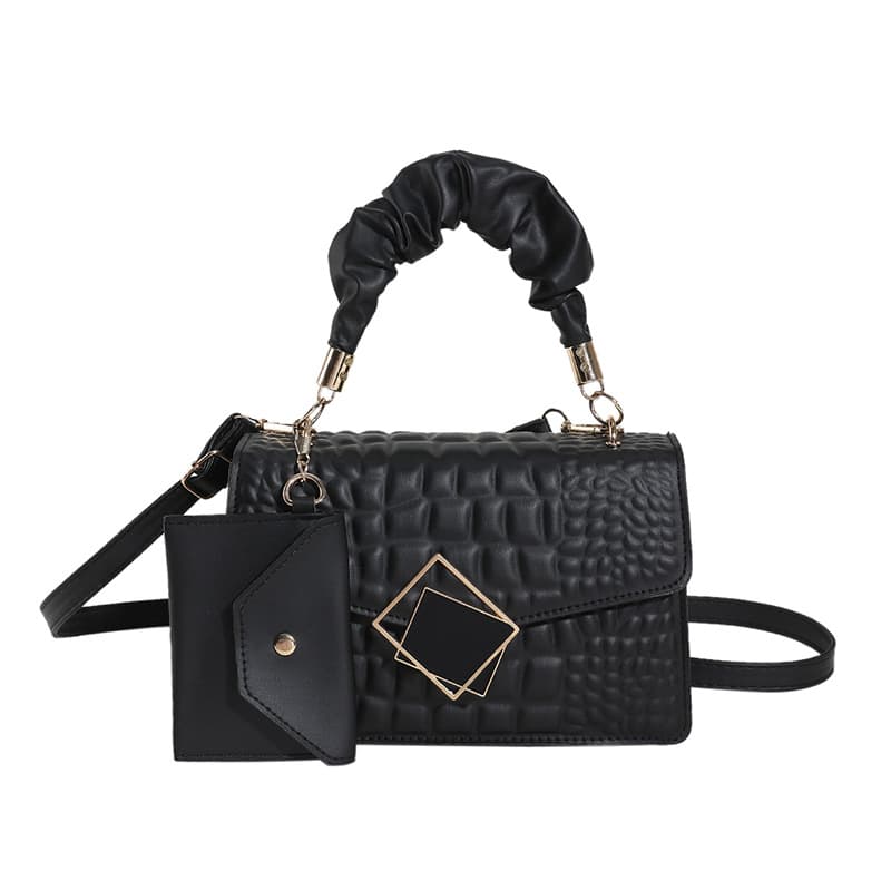 embossed handbags for women 2024 spring and summer new single-shoulder crossbody small square bag crocodile pattern fashionable women's bag