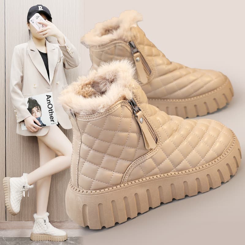 2023 New Thick Sole Elevated Snow Cotton Short Boots Warm Cotton Shoes