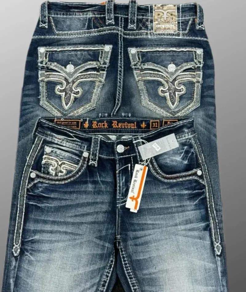 Style Blue Embroidered Cross Pattern Street Haruku Casual Hip Hop Men And Women Y2k American Retro Jeans 250226