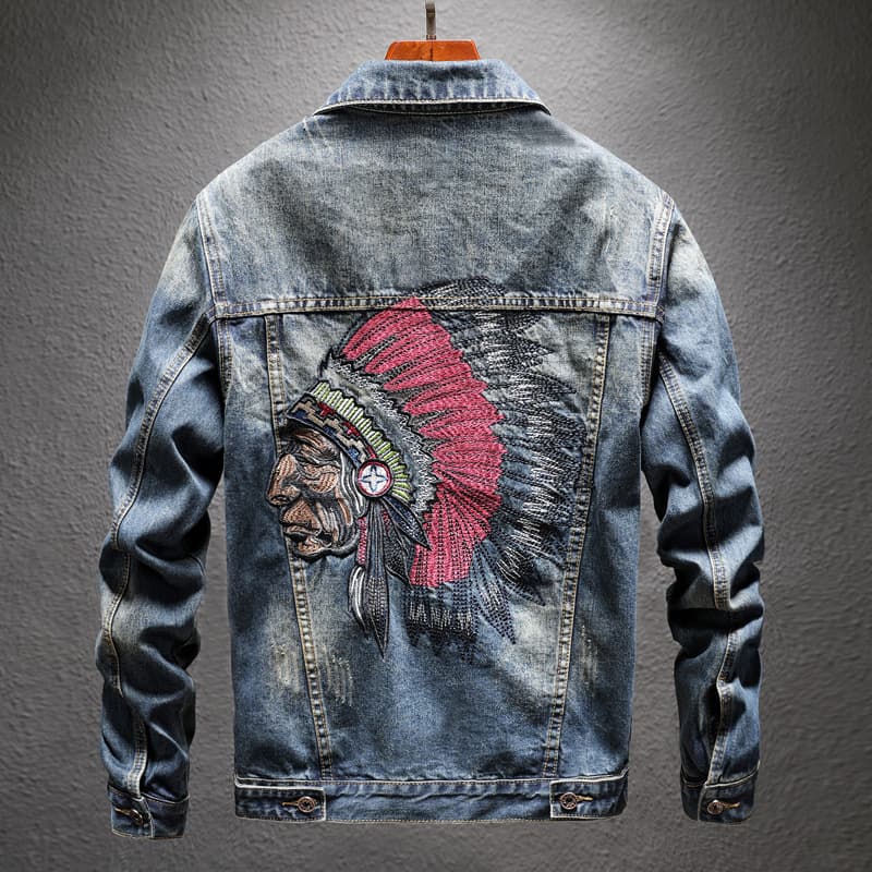 Men's Clothing Spring And Autumn Embroidered Denim Jackets Men's Trendy Brand Korean Version Trendy Large Size Street Versatile Jackets