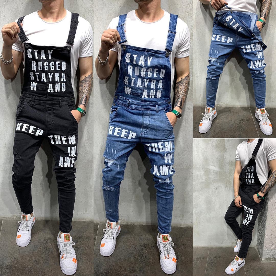 Men's Clothing Bib Pants, Slim Fit, Slim Men's Pants, Cross-border Exclusive, European Popular Men's Bib Pants