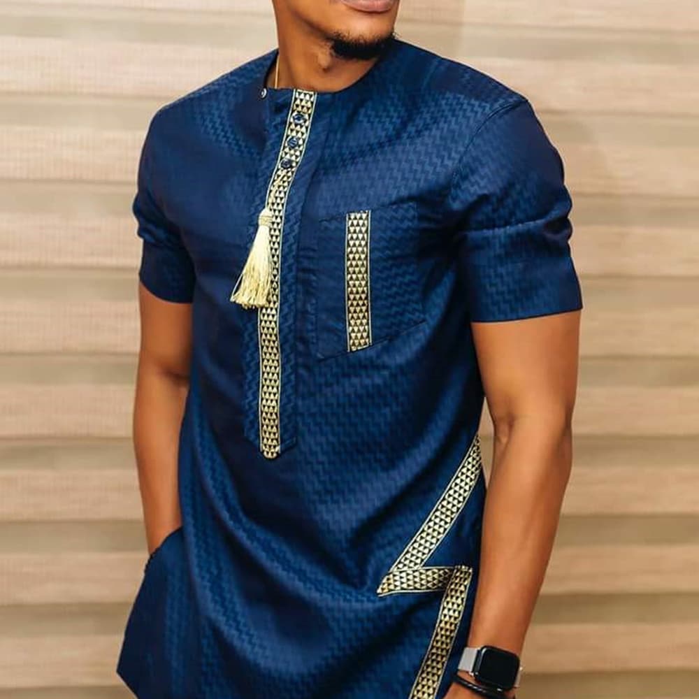Man's Clothing Short-sleeved Printed Fashion Casual Men's Ethnic Style Shirt