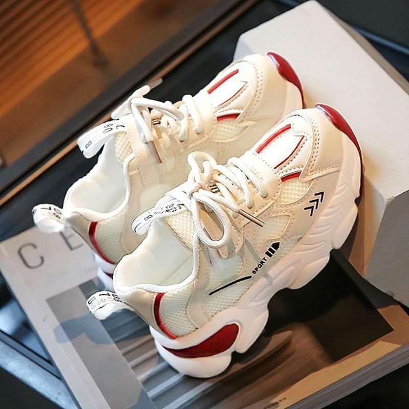 Children's Shoes Girls Sports Shoes Spring New Children's Soft Sole Daddy Shoes Medium And Large Children Girls Running White Shoes