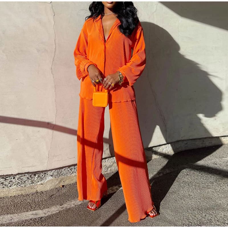 Women's fashion sensitive pleated loose casual multi-color suit
