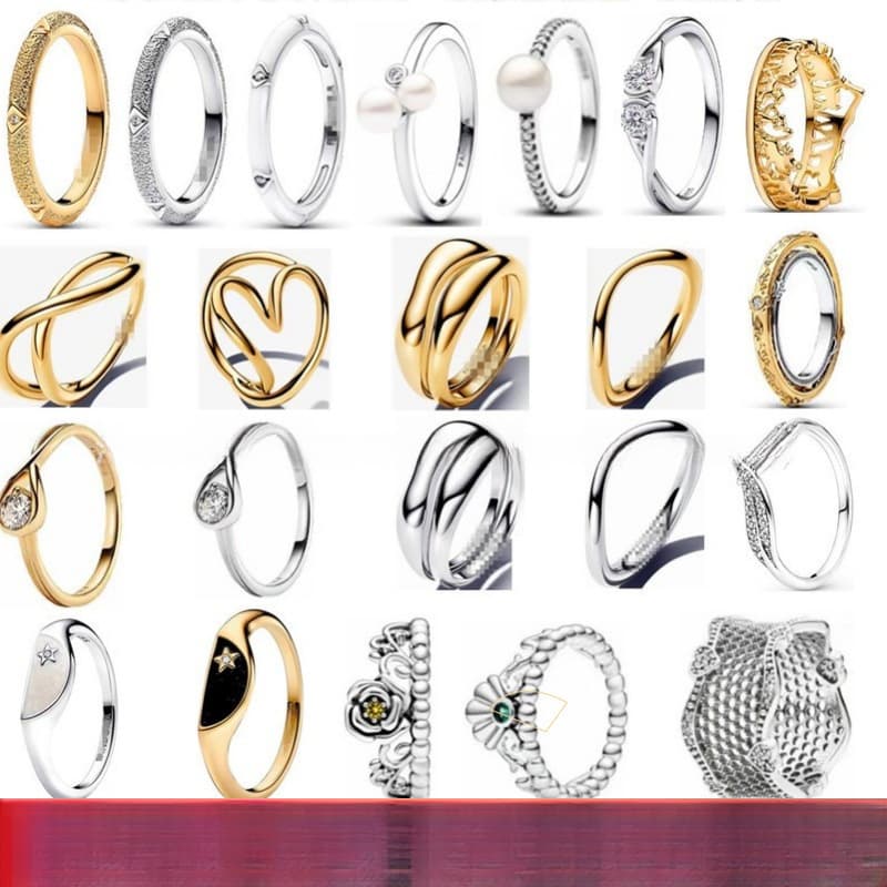 925 Sterling Silver Shiny Double Heart Single Stone Three Pave Heart-shaped Gold Color Ring