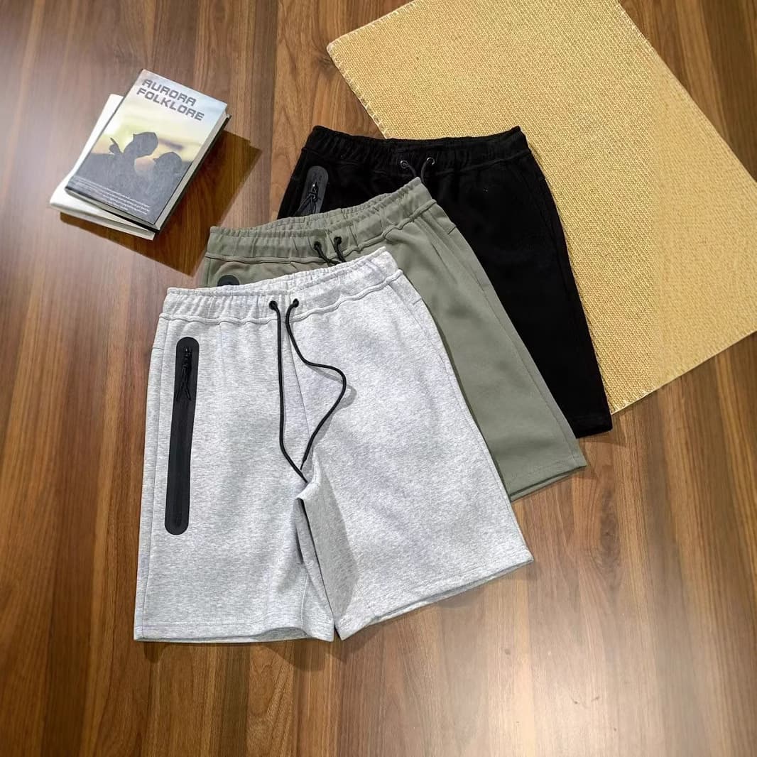 Men's Clothing Casual Sports Breathable Cotton Drawstring Front Side Zipper Multicolor Shorts